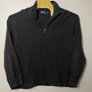 Vintage Polo Ralph Lauren Men's Gray Quarter Zip Pullover Cotton Size XL Sweater